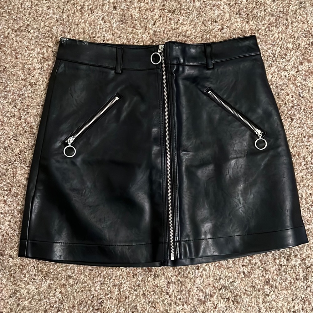 Leather mini-skirt